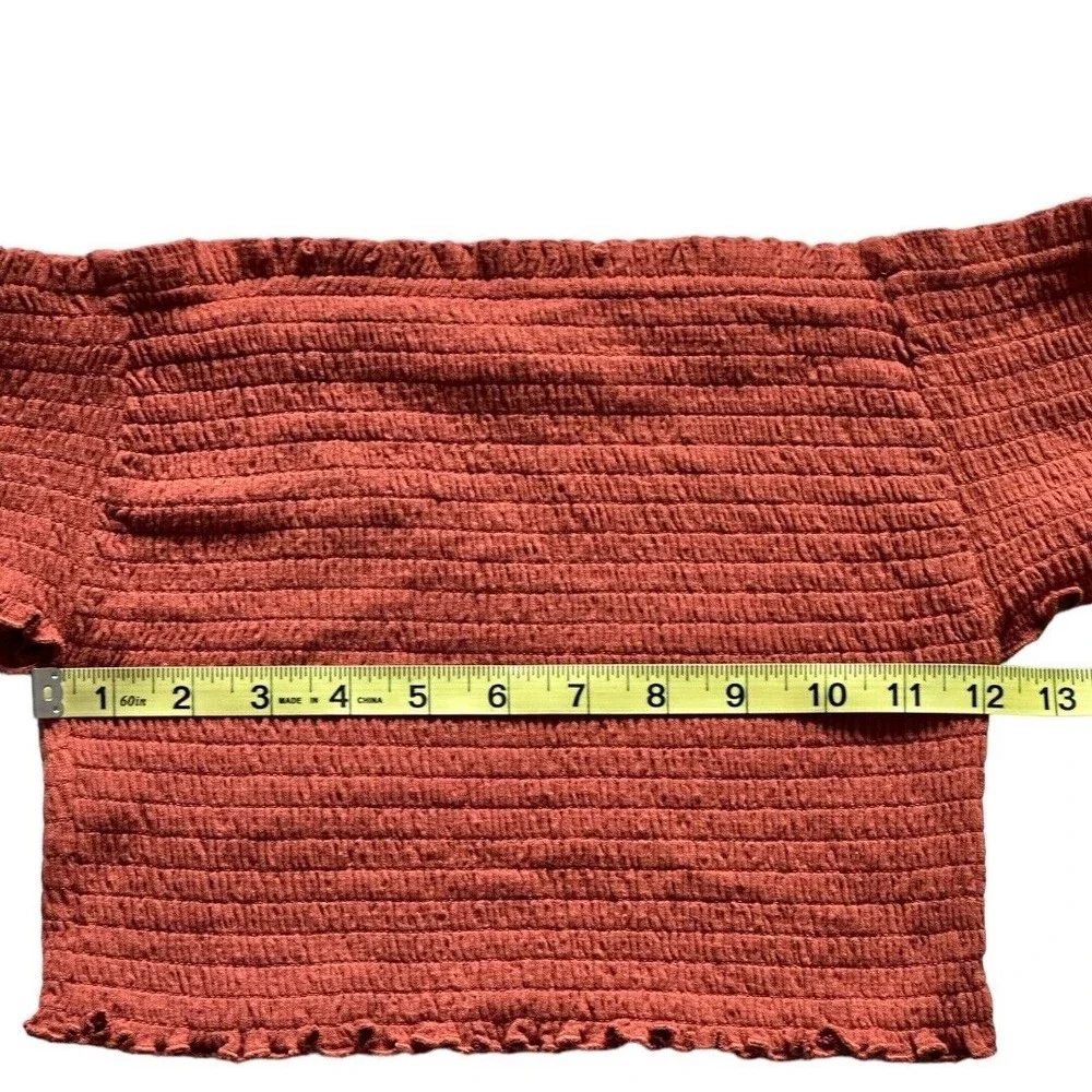 Love Tree Off The Shoulder stretch Burnt Orange Crop top size Large